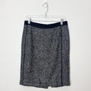 Jcrew Metallic Tweed Pencil Skirt Black Gray Silver